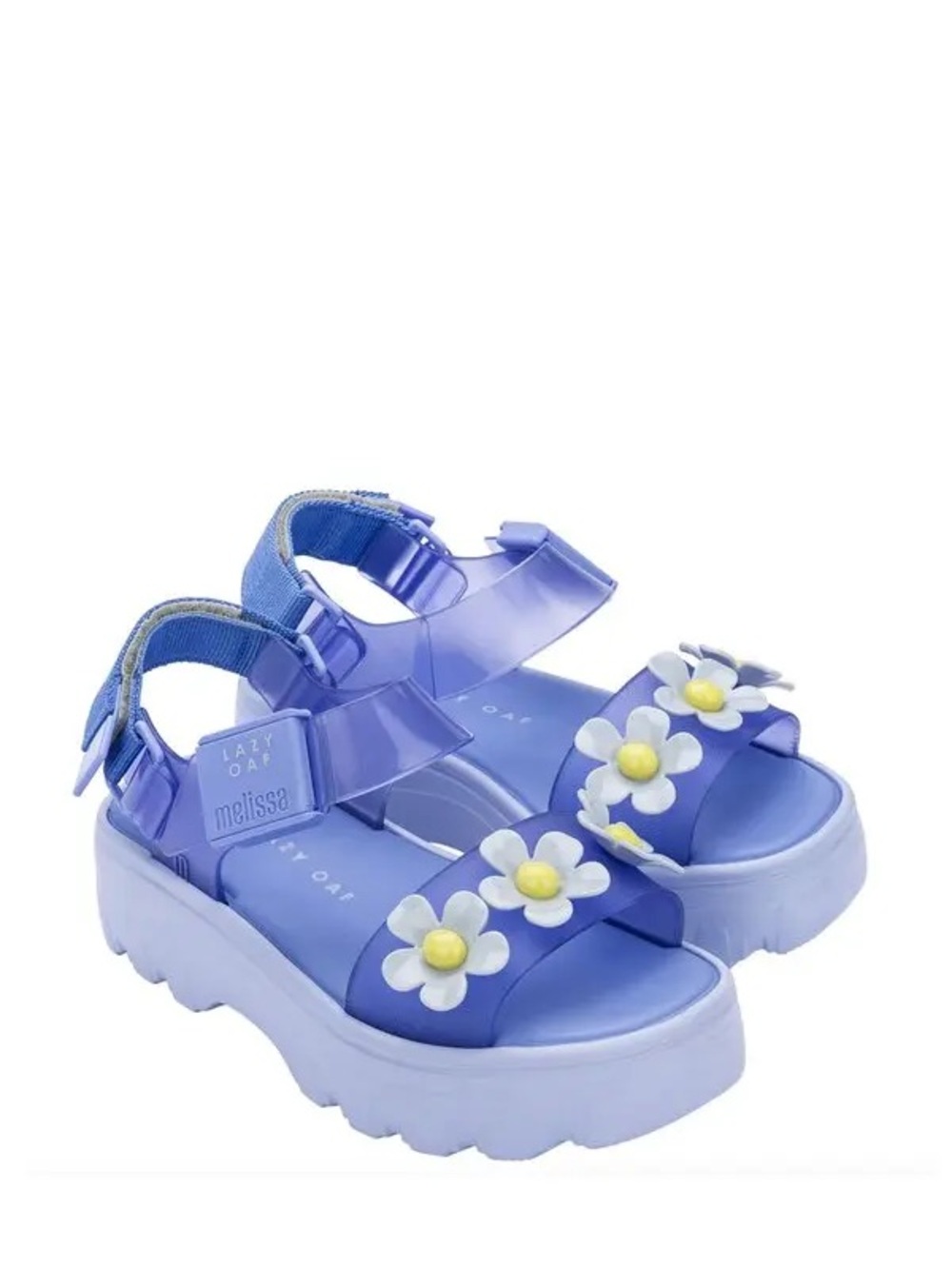 Melissa x Lazy Oaf Daisy Jelly Collab size 6 floral purple blue sandals